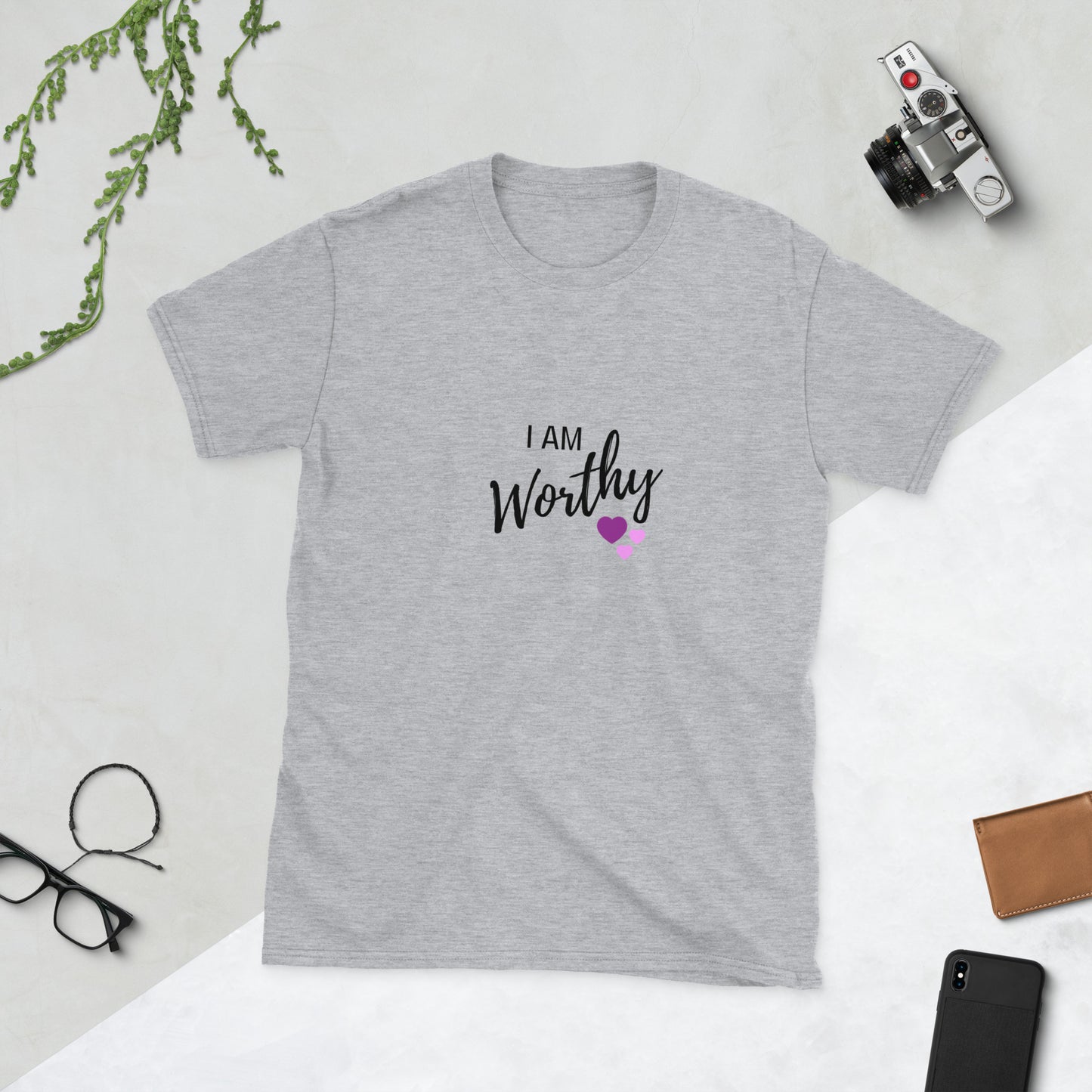 I Am Worthy Unisex T-Shirt White Gray